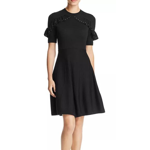 Kate Spade 100% Merino Wool Studded Ruffle Sweater Dress Sz S Fit and Flare $398 - Picture 1 of 11